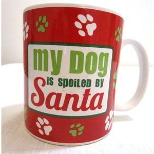 DEI Coffee Tea MUG Cup X-Large My Dog is Spoiled by SANTA Christmas Paw Print